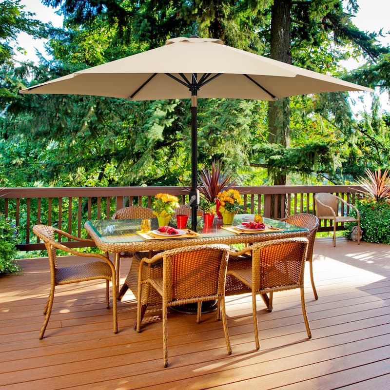 Yaheetech 9ft Patio Umbrella 8 Ribs with Push Button Tilt and Crank