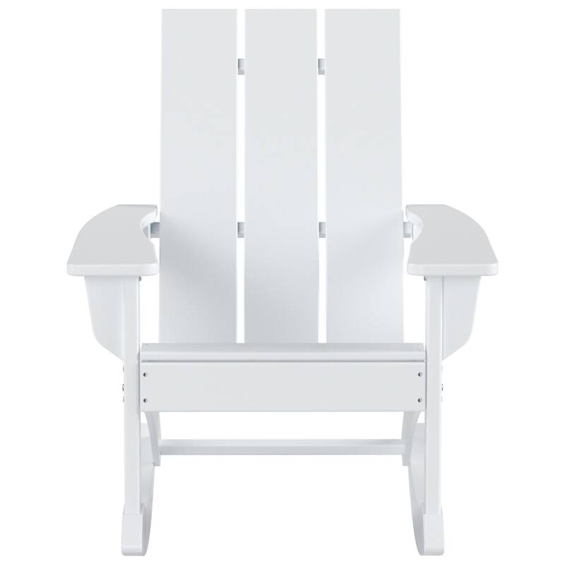 Shoreside Modern Eco-Friendly All Weather Poly Adirondack Rocking Chair with Side Table (2-Piece Set)