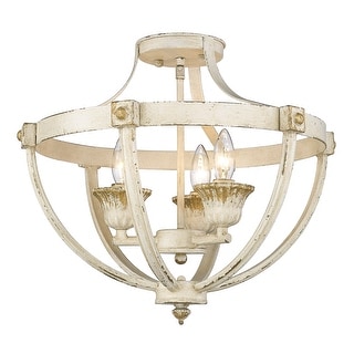 Golden Lighting Jules 3-light Semi-Flush Mount in Antique Ivory