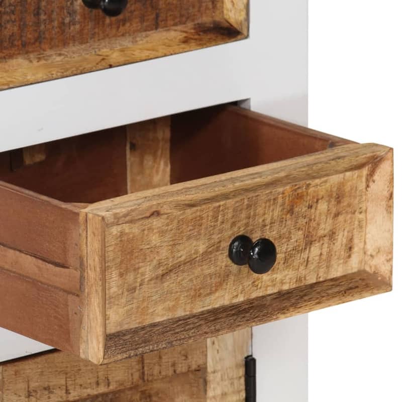 vidaXL Highboard Brown&White 15.7"x11.8"x43.3" Solid Wood Mango and Acacia - 15.7" x 11.8" x 43.3"