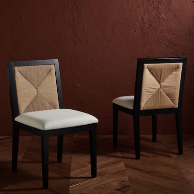 SAFAVIEH Couture Vardit Woven Dining Chair (Set of 2) - 18 In. W x 22 In. D x 34 In. H - 18"Wx22"Dx34"H
