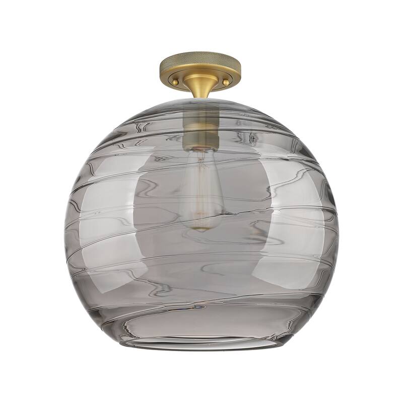 Innovations Lighting Downtown Urban - Crown Point - 1 Light 12" Athens Deco Swirl Flush Mount - Brushed Brass