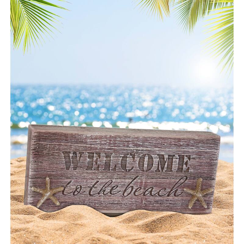 CoTa Global Welcome To The Beach Driftwood Block Sign - 8.25×3.5 Inch
