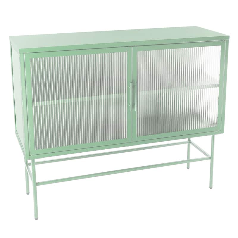 Console Table With 2 Fluted Glass Doors