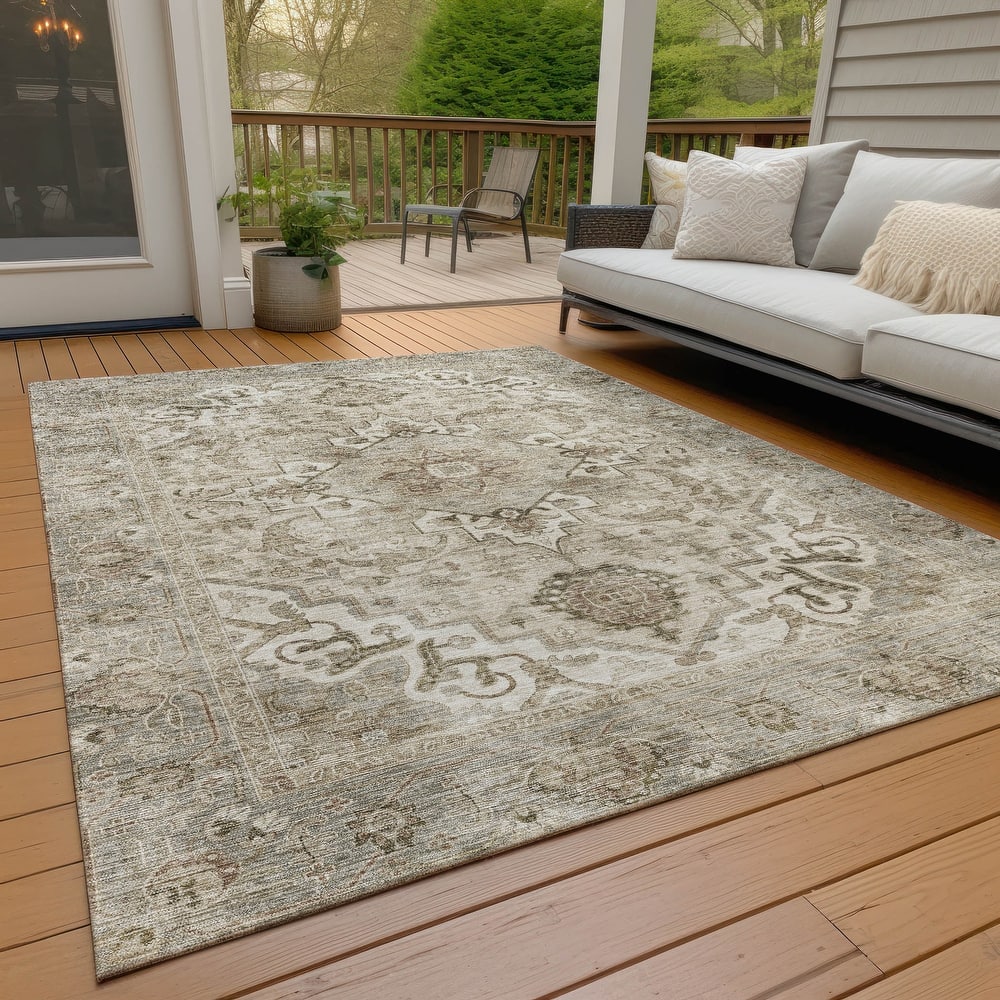 Machine Washable Indoor/Outdoor Traditional Vintage Chantille Rug