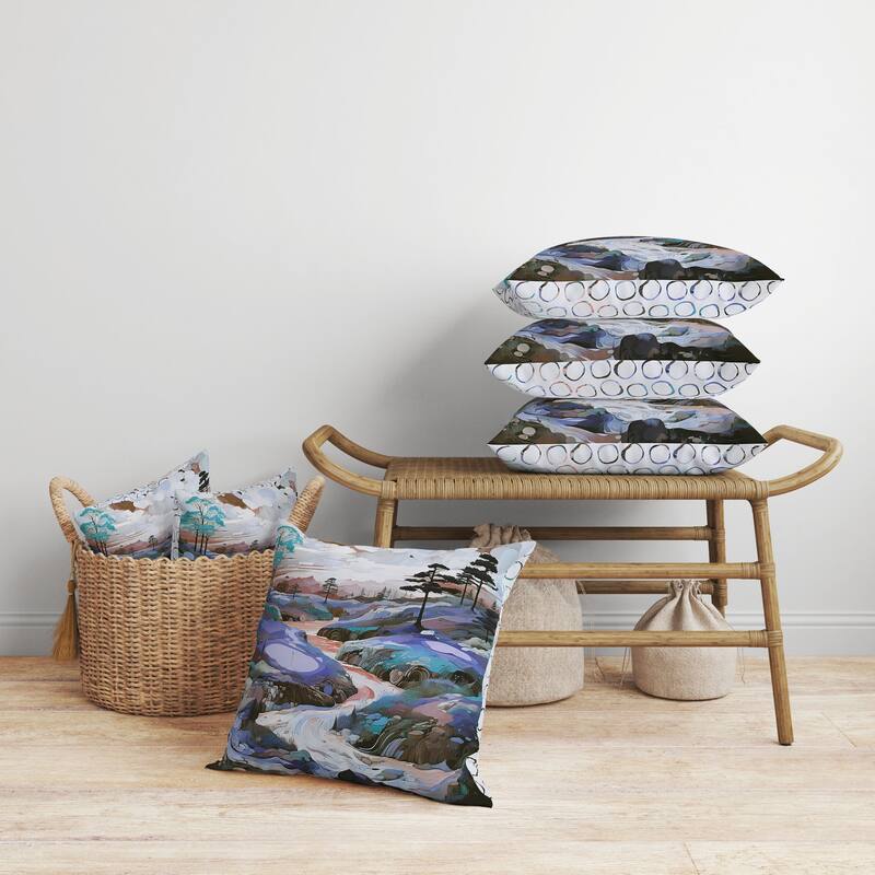 Mountain Vista Faux Suede Reversible Throw Pillow Blue and Copper