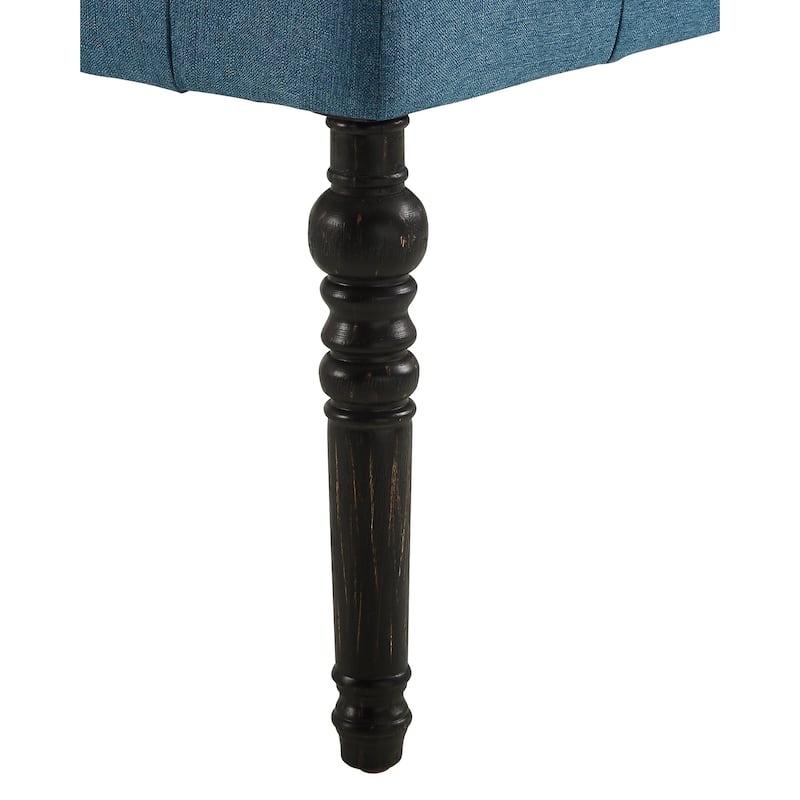 Leviton Fabric Tufted Turned Leg Dining Bench