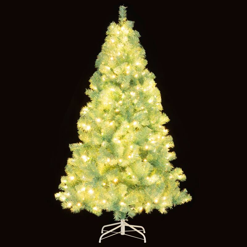 Gymax 6 FT Pre-Lit Tinsel Christmas Tree Artificial Xmas Tree w/ Lush