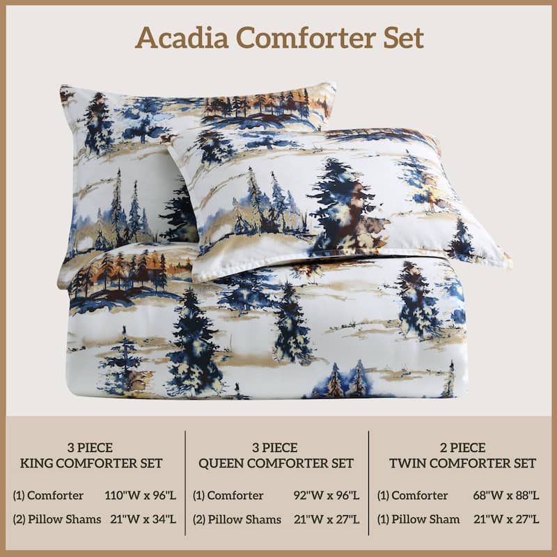 Paseo Road Acadia Cabin Bedding Woodland Lodge 3 Piece Reversible Comforter Set with Pillow Shams