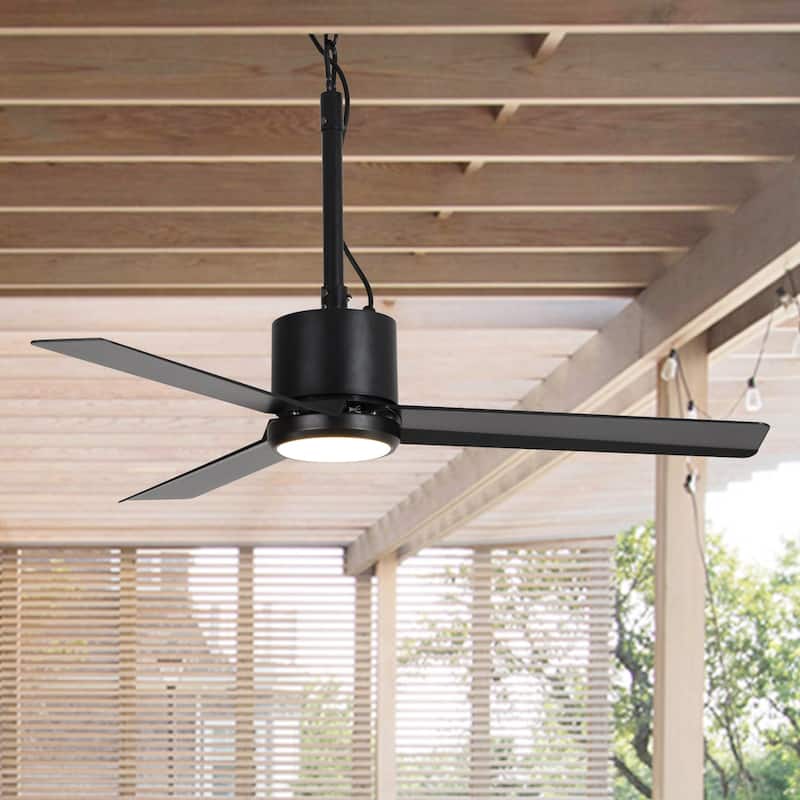 42" Indoor/Outdoor Black Plug-In Ceiling Fan with LED Light - Black