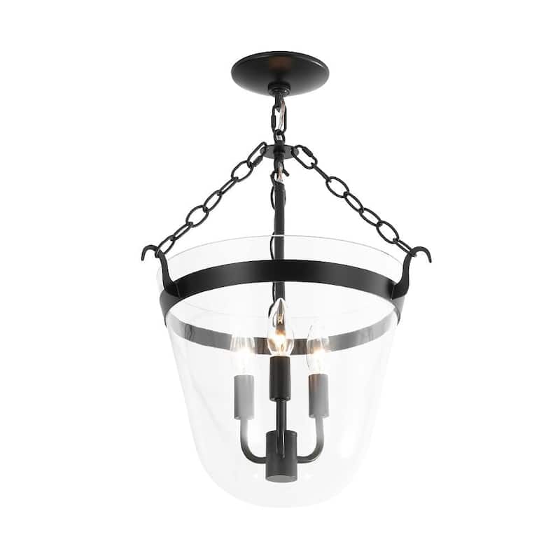 Heritage Glass Bell Jar Cage Pendant Semi Flush Ceiling Light