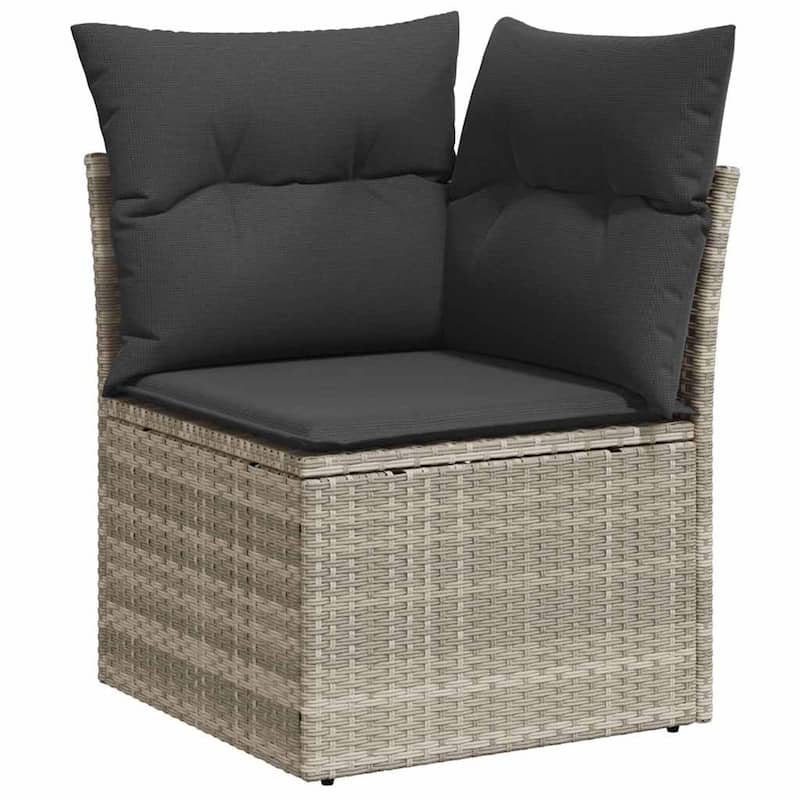 vidaXL 9 Piece Patio Sofa Set with Cushions Black Poly Rattan - 21.7" x 24.4" x 27.2"