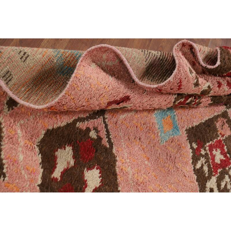 Plush Pink Moroccan Area Rug Hand-Knotted Tribal Wool Carpet - 7'11" x 10'8"