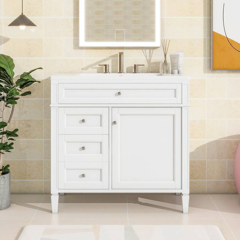 36'' Bathroom Vanity with Top Sink, 3 Drawers for Stylish Storage