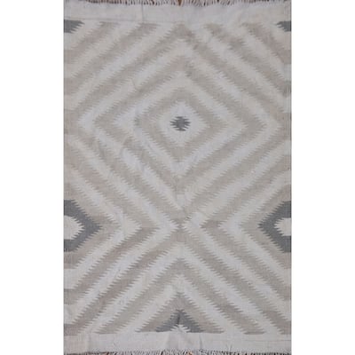 Reversible Kilim Oriental Accent Rug Flatweave Wool Carpet - 3'1"x 4'10"