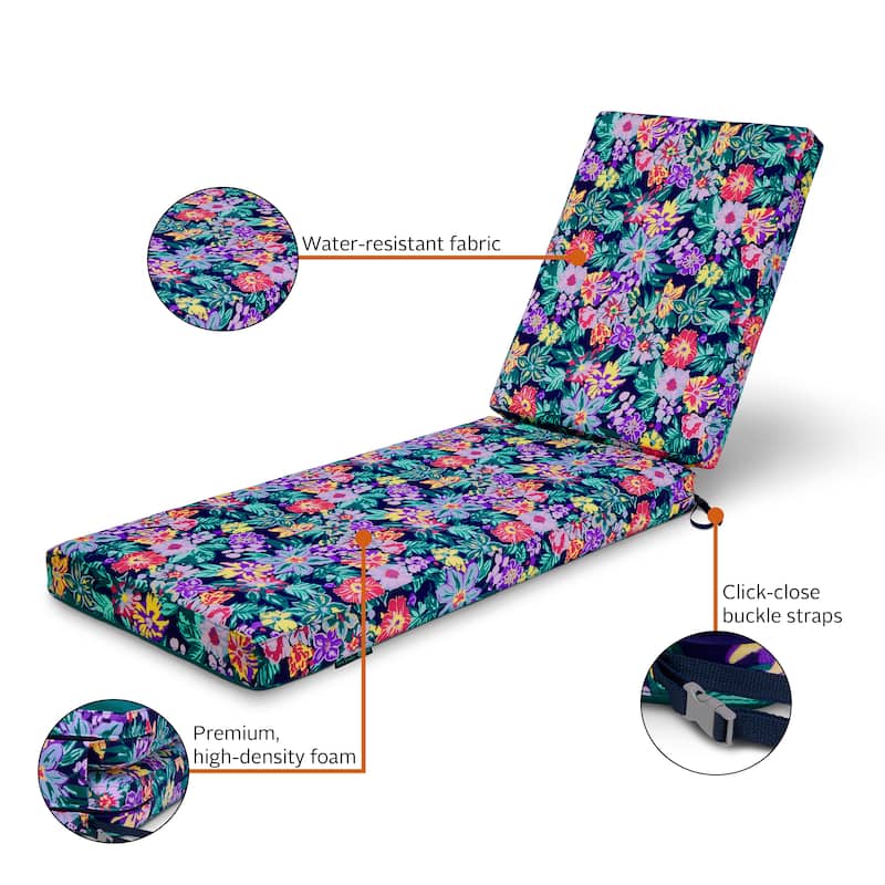 Vera Bradley by Classic Accessories Water-Resistant Patio Chaise Lounge Cushion