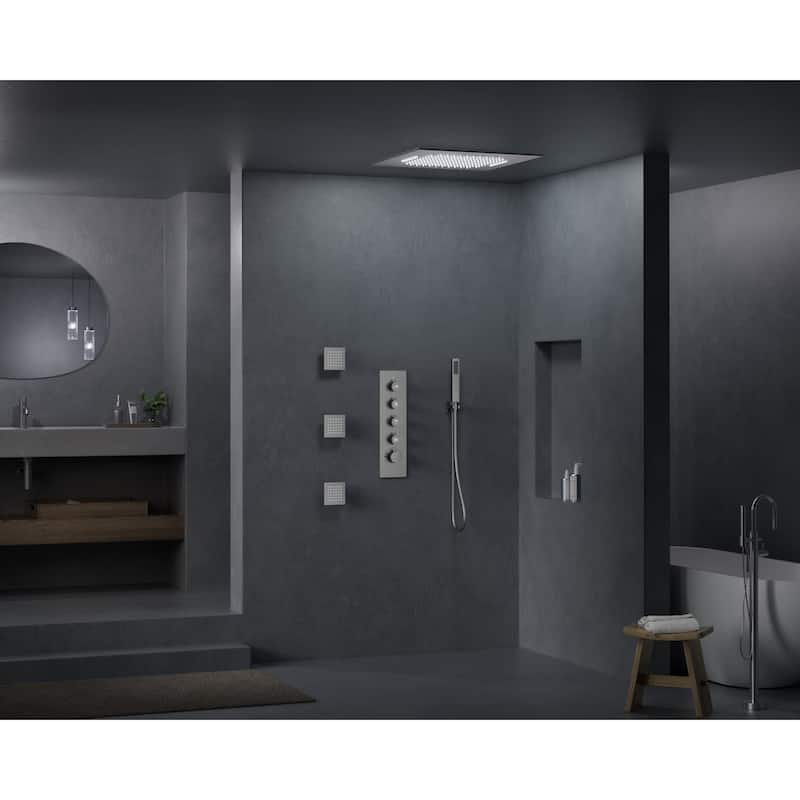 GRANDJOY LED Music Shower System 20" Shower Head with 3 Body Jets