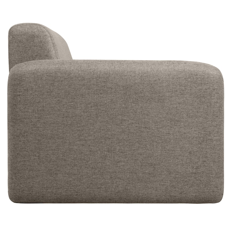 Nyta Mid-Century Accent Armchair in Deep Foam Seat, Boucle or Linen Upholstery, and Plastic Glides with Solid Wood Support