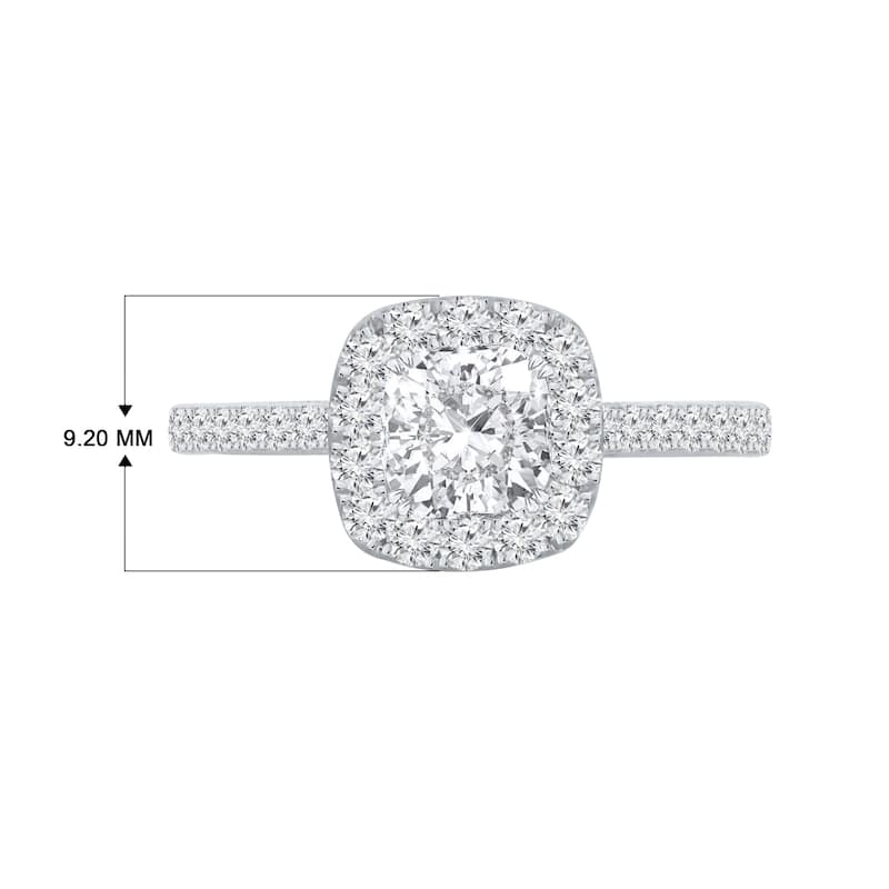 Auriya 14k Gold 1 1/2ctw Cushion-cut Halo Diamond Engagement Ring Certified (H-I, I1-I2)