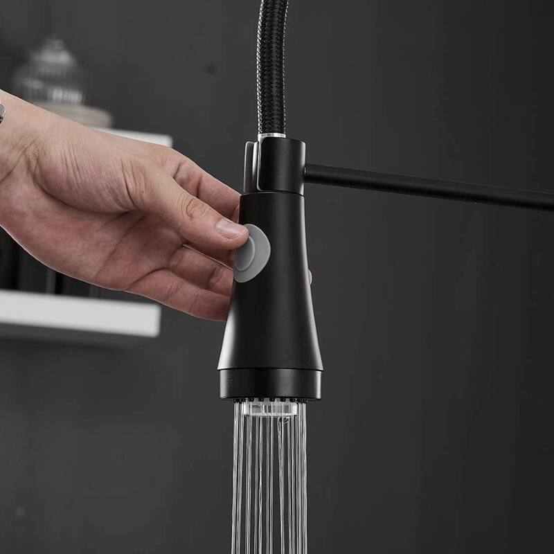 LED Light Commercial 1-Handle Pulldown Kitchen Faucet