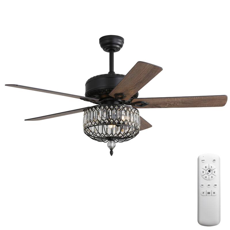 52-Inch Crystal Ceiling Fan with 5 Plywood Blades