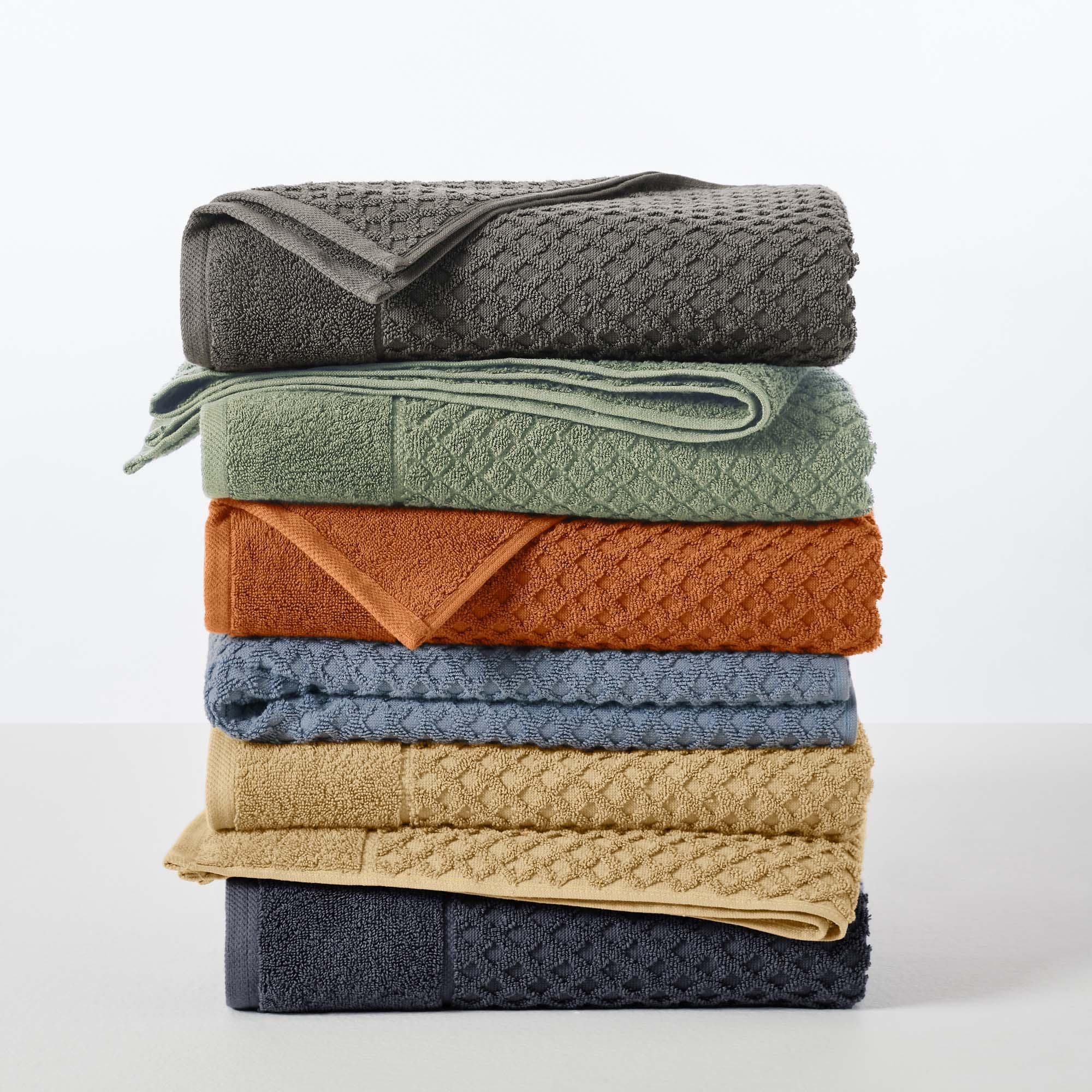 Linery & Co. Cotton Diamond Waffle Texture Bath Towels