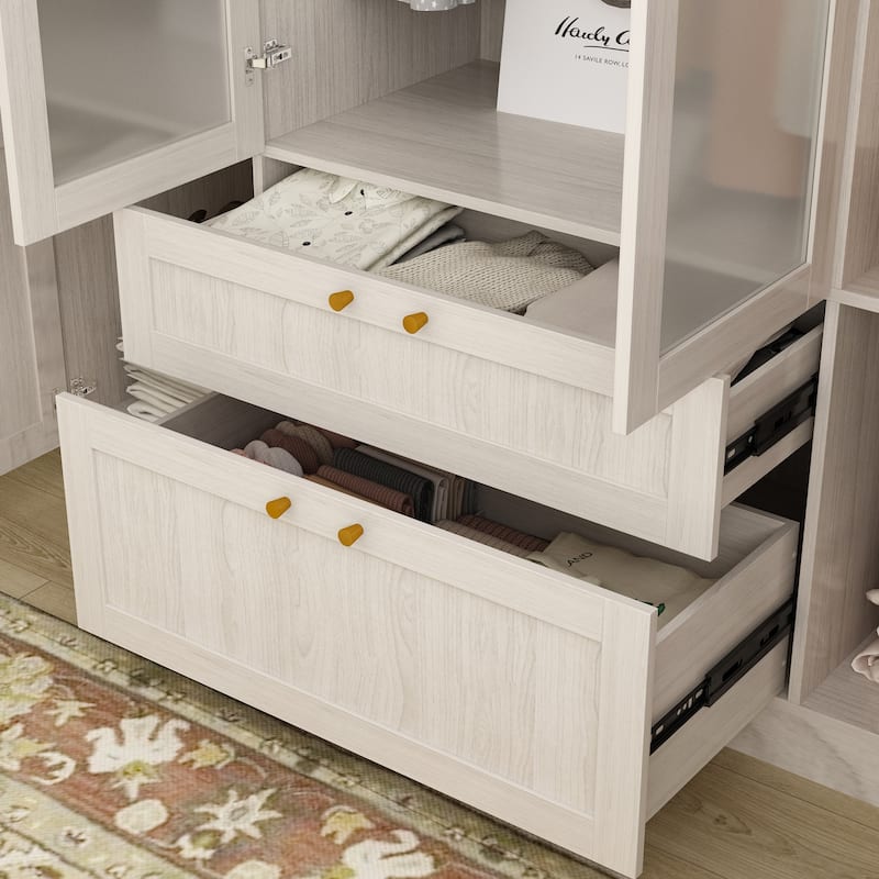 Combo Elegant Light Gray Wardrobe Modular Closet Configuration Armoire