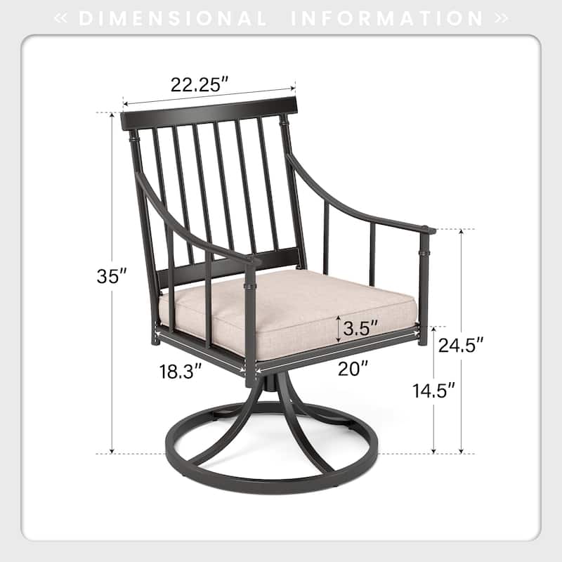 MAISON ARTS Set of 2 Patio Dining Chairs Deep-Seating with Movable Cushions