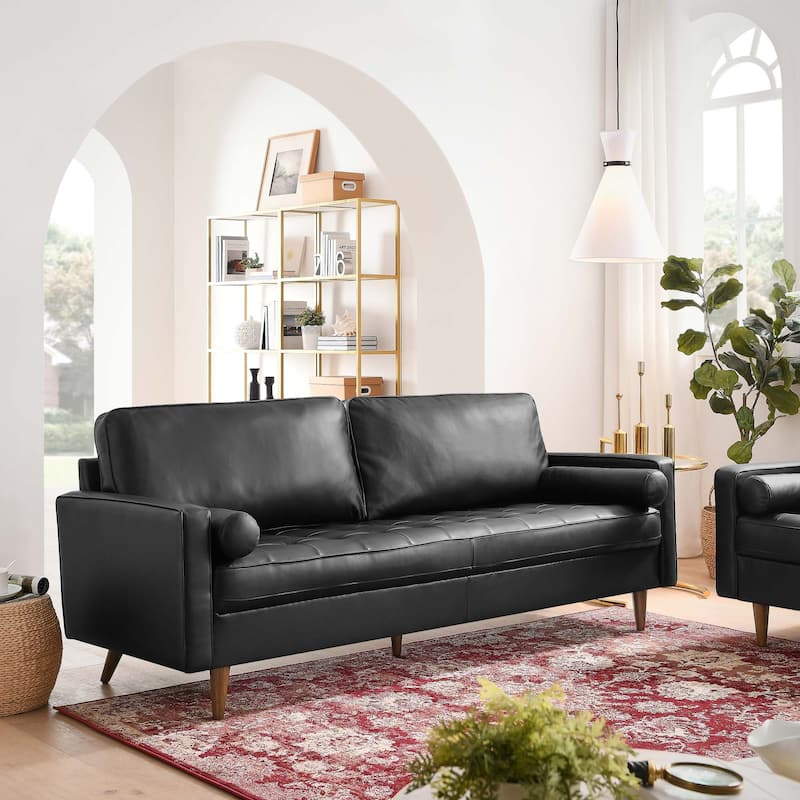 Valour 81" Leather Sofa - Black