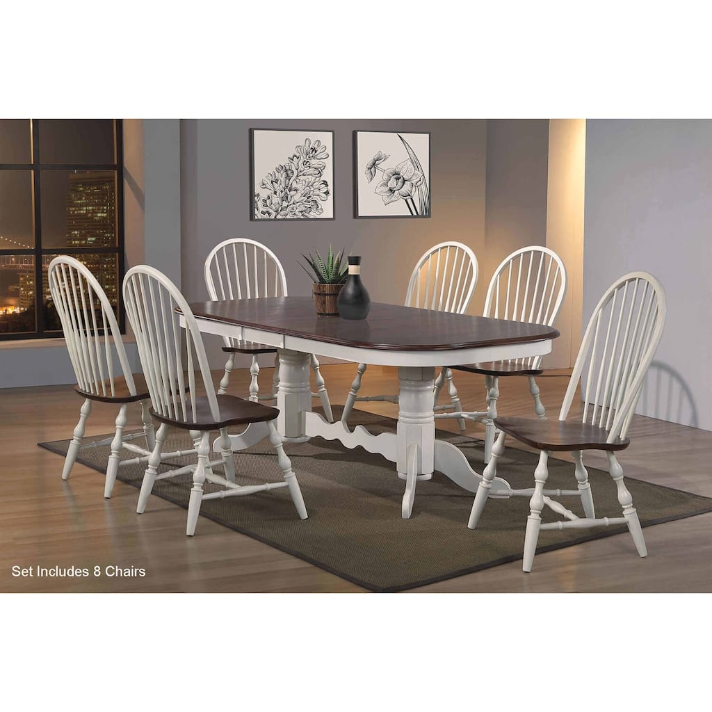 30 in. H, 10 -Piece Brown Rectangle Wood Top with High Solid Back 8 Seating Dining Room Set