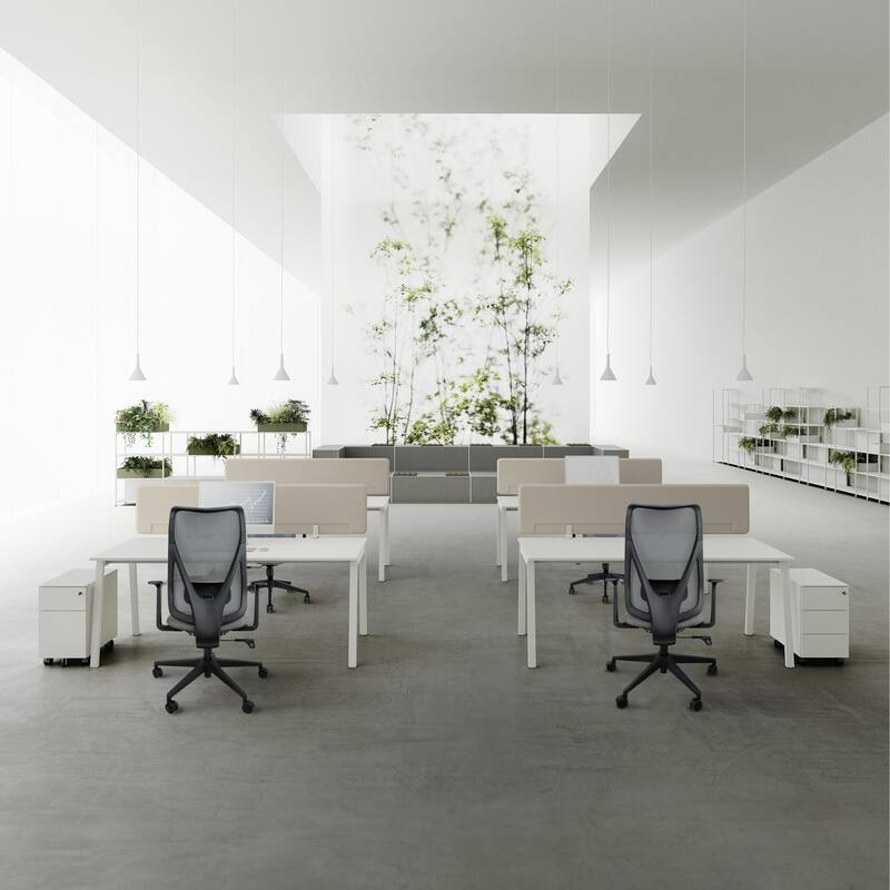 Ergonomic Office Desk Chair | High Back Mesh with Upholstered PU Leather Cushion Seat | Reclining Tilt Adjustable Lumbar Support