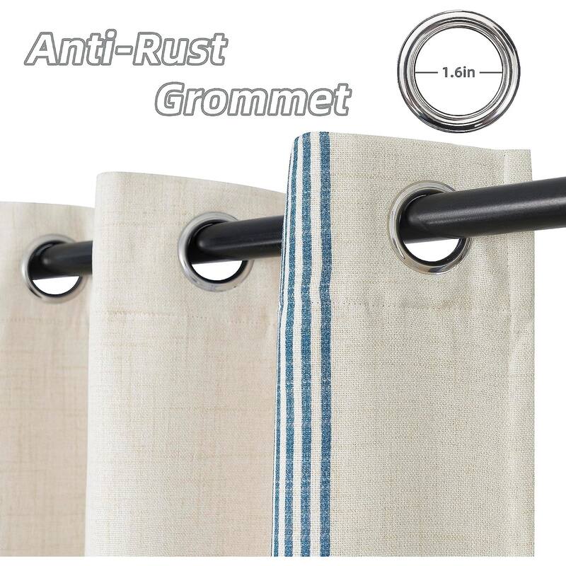 DriftAway Cabana Stripe Linen Textured Farmhouse Blackout Window Curtains - 52" Width X 84" Length