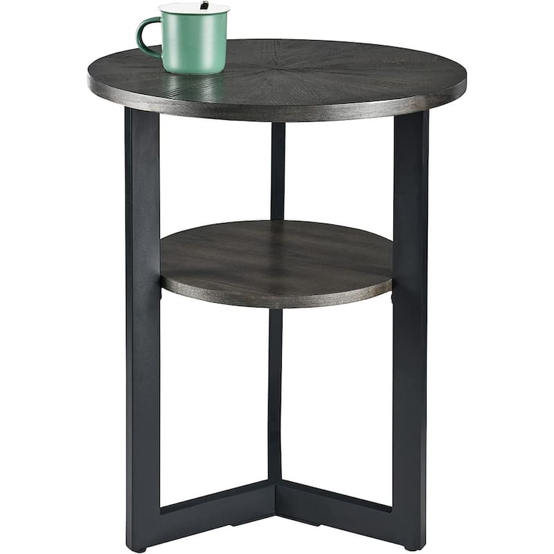 Round Coffee Table with Solid Wood Storage Circle Center Table
