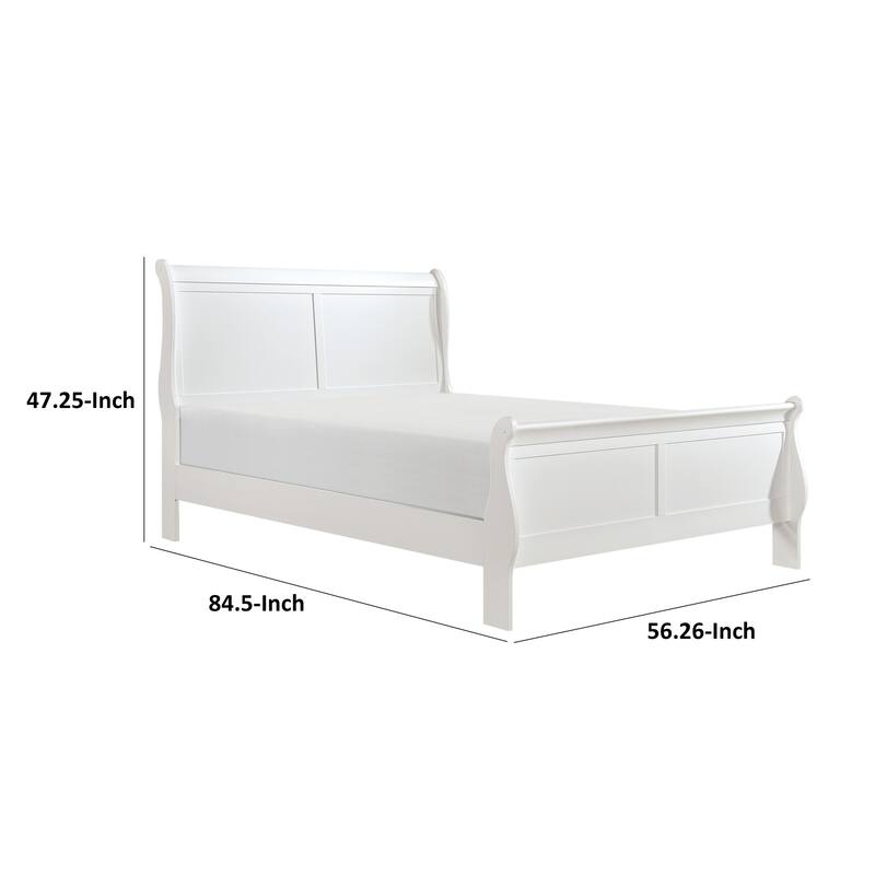 Vele Full Size Bed with Panel Headboard, Classic White Solid Wood Finish