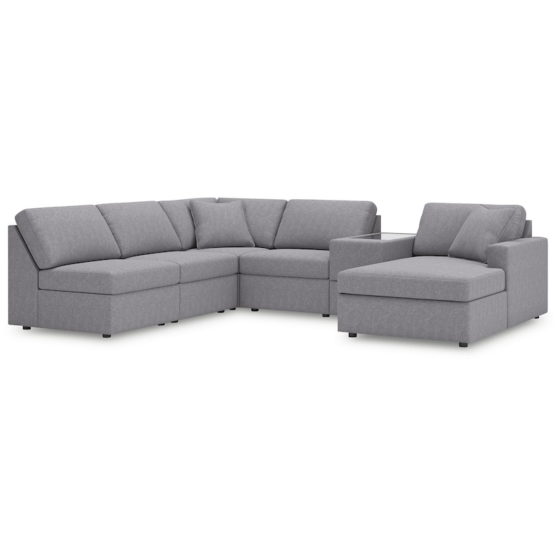 Signature Design by Ashley Modmax 6-Piece Sectional with Chaise and Storage Console - 140" W x 86" D x 36" H - Grey - Left Facing