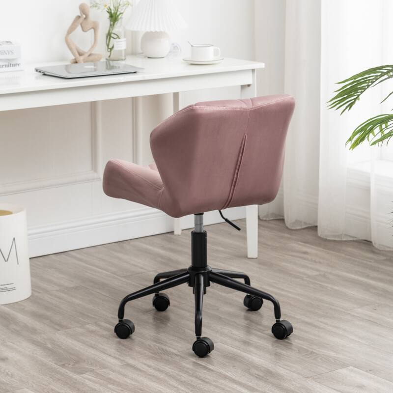Luxury Velvet Upholstered Decorative Chairs Executive Chairs, Mauve Adjustable Height Swivel Chairs Computer Task Chair