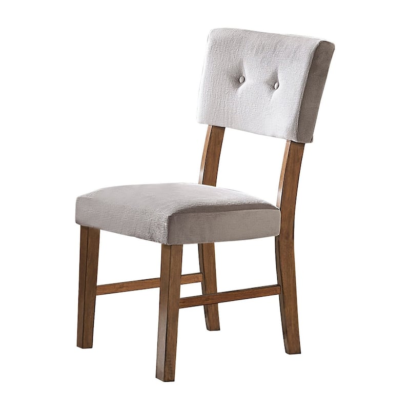 Brown/Gray Fabric Upholstered Wood Frame Dining Chair, Set of 2, Sturdy Dining Chair for Dining Rooms - 20.5