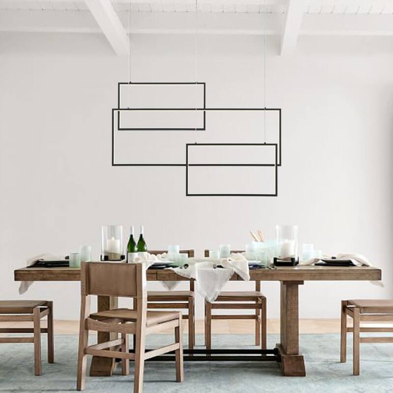 3-Light Unique Geometric LED Chandelier - 23.62'' H x 35.43'' W x 4.72''D