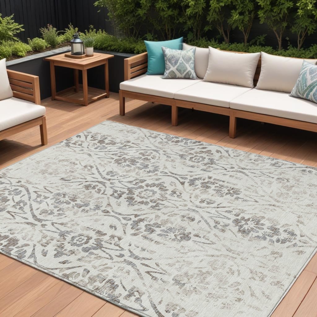 HomeRoots Floral Transitional Rectangle Outdoor Rug