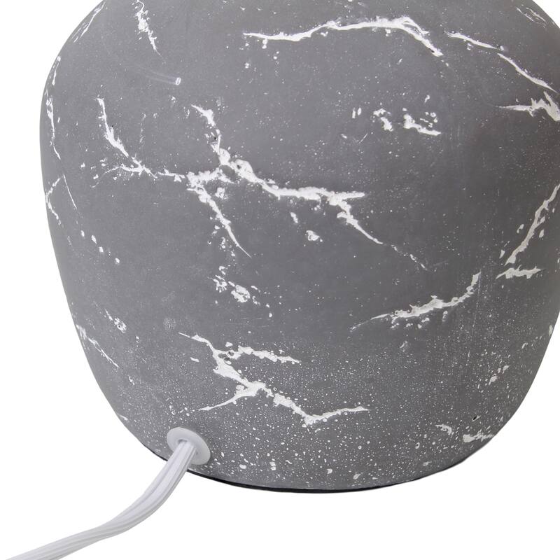 Marble Inspired Ceramic Table Lamp with White Fabric Drum Shade Modern Compact Accent Lighting Multiple Colors