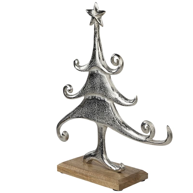 Swirling Metal Tree Christmas Decoration - 13.5"
