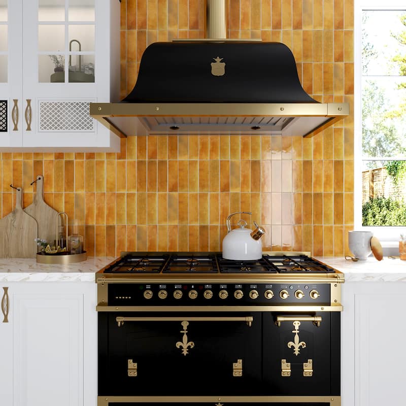 Apollo tile 2.5" x 8" Antiek Glossy Honey Orange Ceramic Tile (5.38 sq ft/case) - 38 Pack