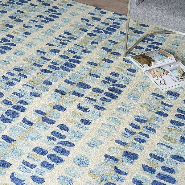 EXQUISITE RUGS Colorplay Handtufted New Zealand Wool Navy/Beige Area