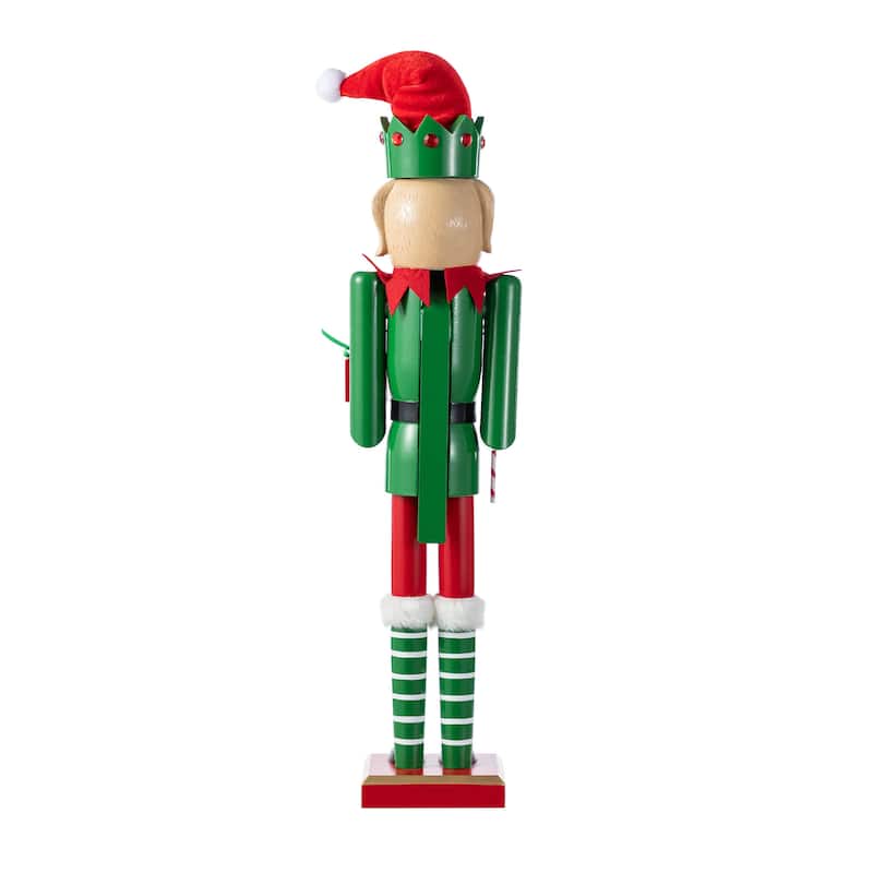 Glitzhome 24"H Wooden Christmas Gingerbread Man or Elf Dog Nutcracker