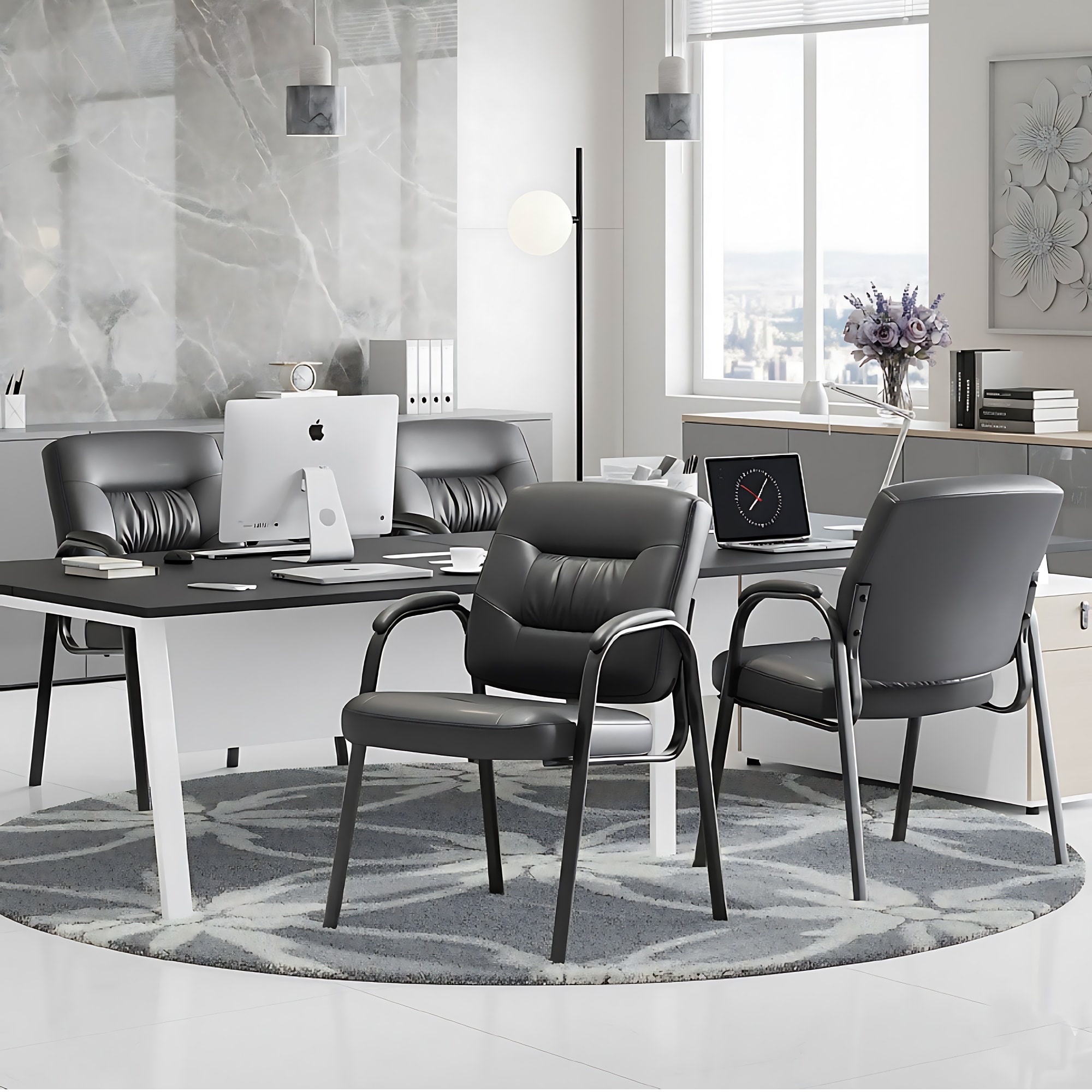 Ergonomic Conference Chairs with PU Leather Upholstery