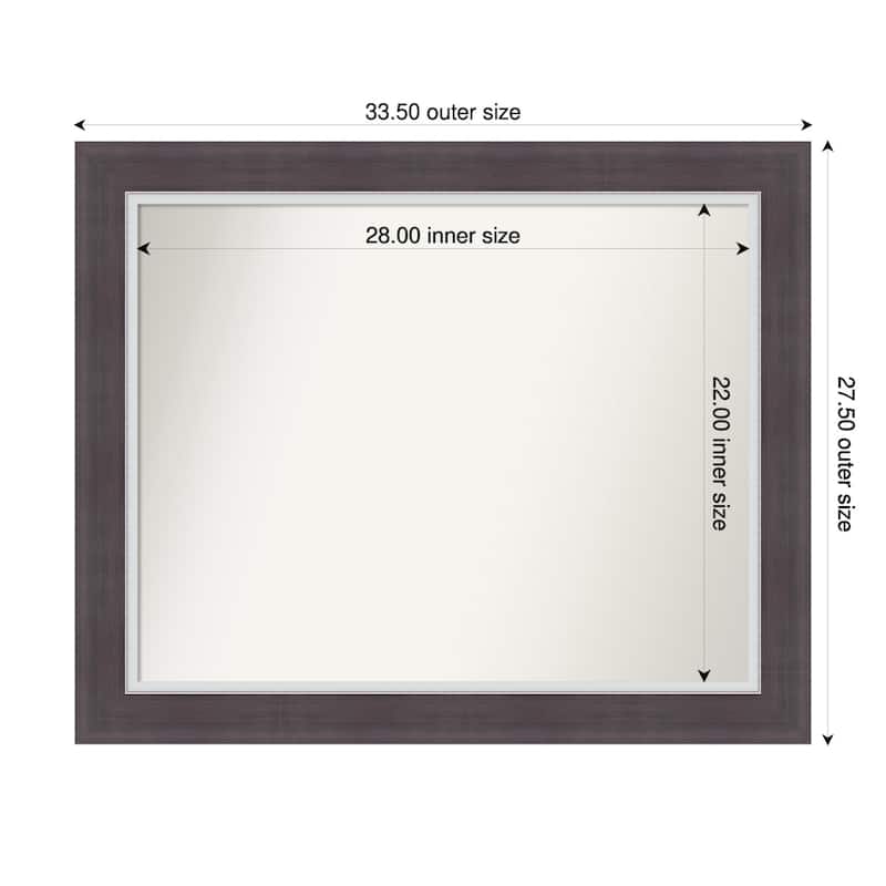 Ellie Non-Beveled Framed Bathroom Vanity Wall Mirror - Ellie Brown Silver - 34 x 28 in