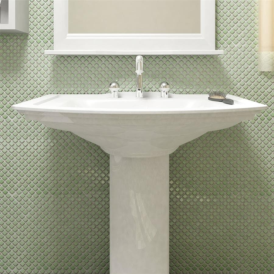 Merola Tile Hudson Diamond Light Green 12-1/4" x 12-3/8" Porcelain Floor and Wall Tile