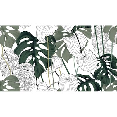 Hibiscus Tropical Flowers Removable Wallpaper - 10'ft H x 24''inch W