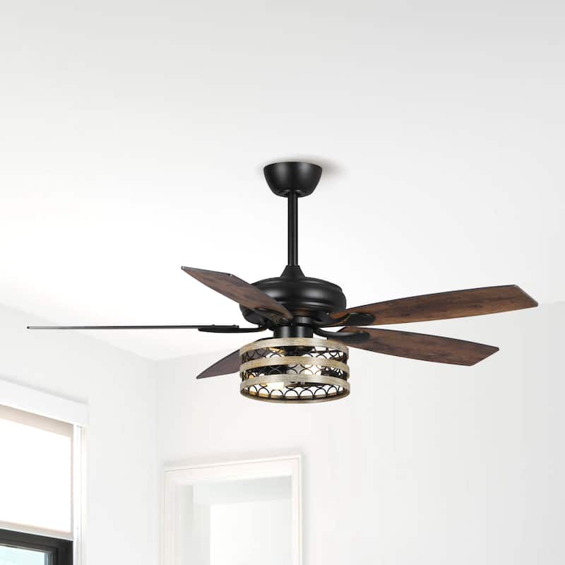 52" Farmhouse Reversible 5-Blade Smart Ceiling Fan with Remote, App Control, Voice Control