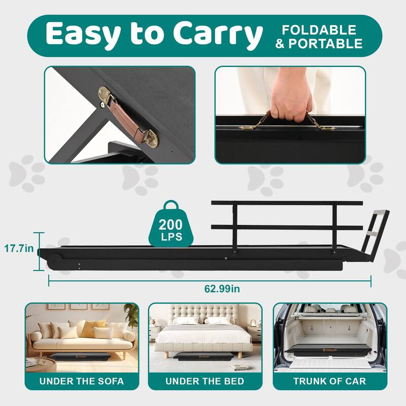 DoCred Pet Ramp, Portable Adjustable Height Folding Dog Ramp